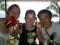 Marie, Sonia och Hiro vid Hotel Villa Caletas