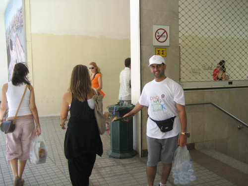 AbdulAziz is handing out leaflets