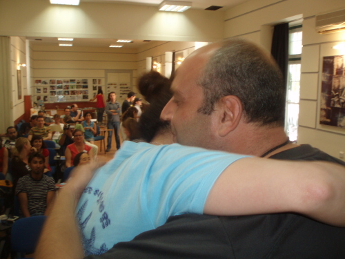 Vasilis getting hugs