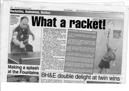 Klipp från The Chronicle, Onsdagen den 20 oktober 2005.